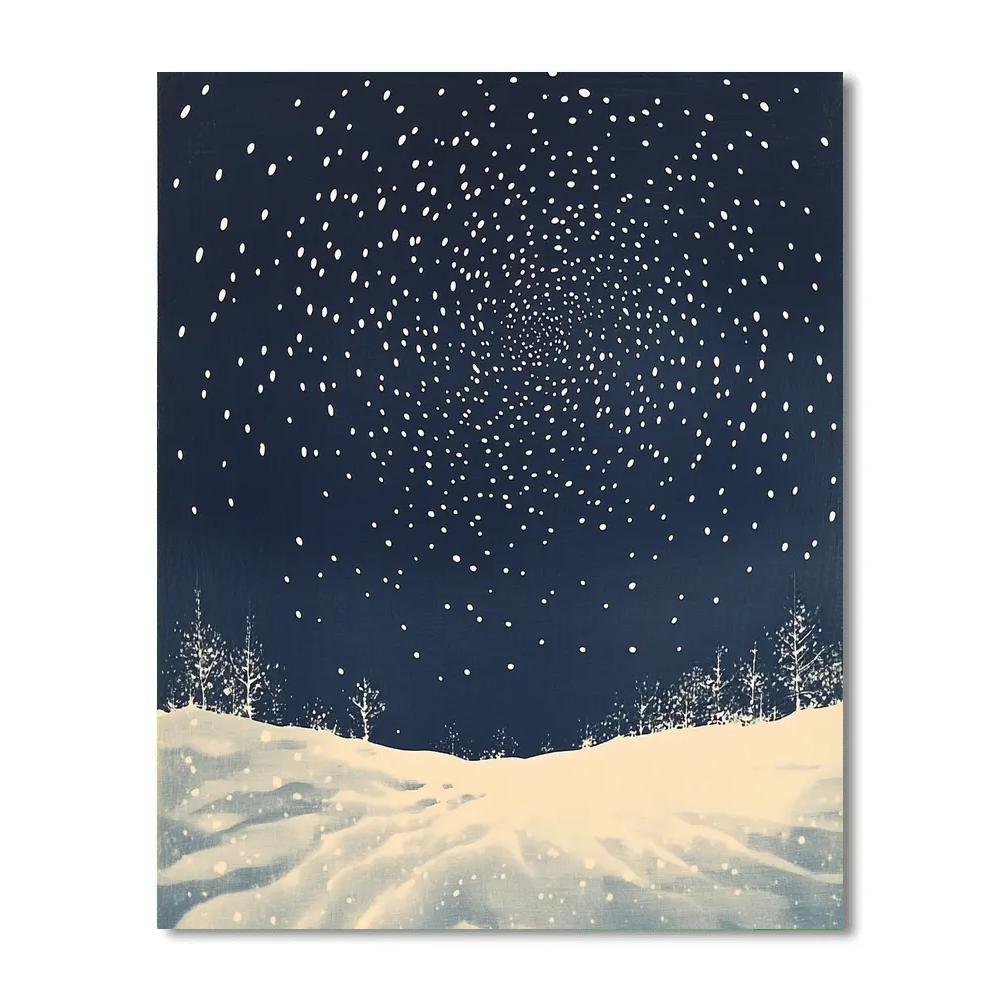 Hiroshige Inspired Winter Silence Of Starlit Snowfall Numbered painting kits