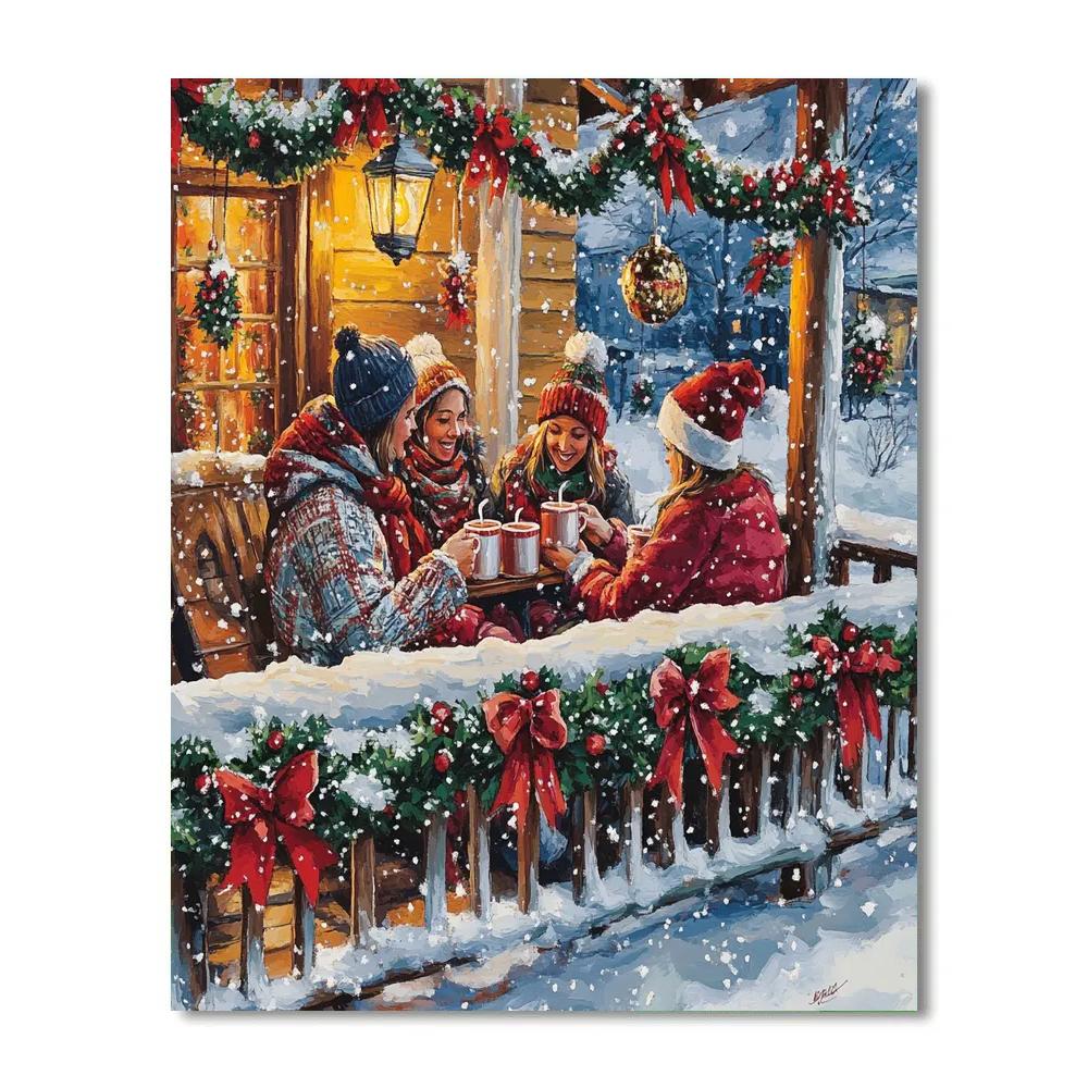 Holly And Hot Cocoa Porch Paint by numbers art
