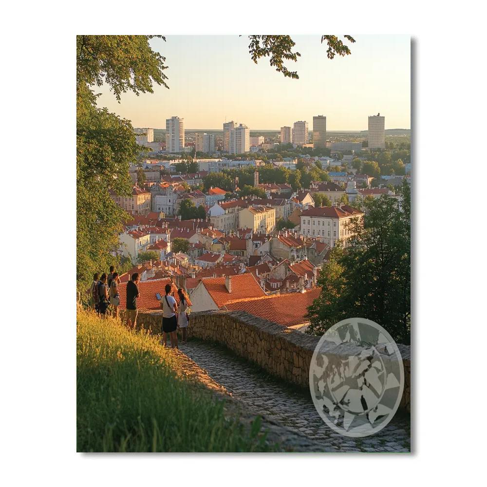 Old Town Skyline From Gediminas Hill Vilnius Lithuania paint by color