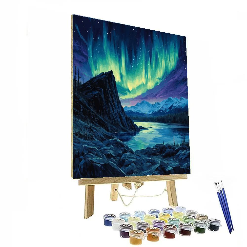 Frederick Varley Inspired Aurora Rises Over Obsidian Ridge Paint by numbers kits