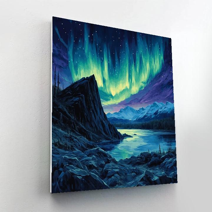 Frederick Varley Inspired Aurora Rises Over Obsidian Ridge Paint by numbers kits