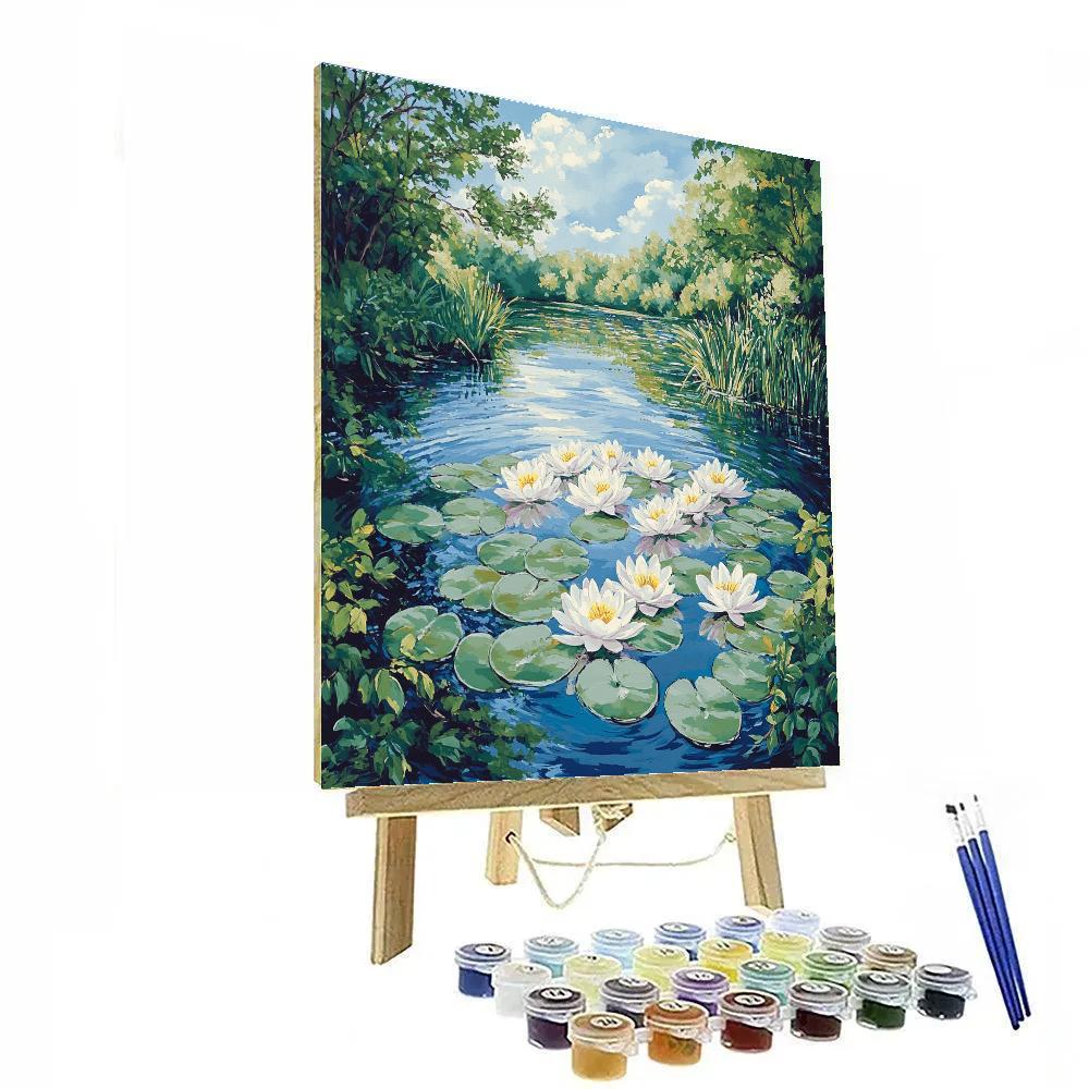 Claude Monet Inspired Quiet Pond At Midday paint by numbers