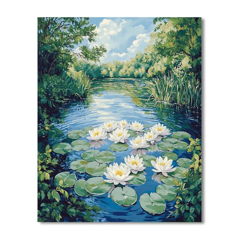 Claude Monet Inspired Quiet Pond At Midday paint by numbers