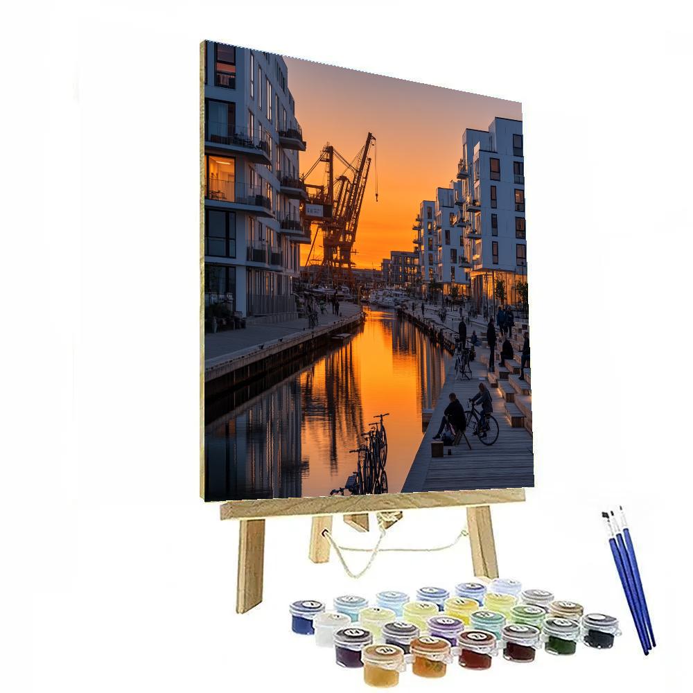 Harbor Cranes Of Aarhus Docklands Aarhus Denmark Paint by numbers kits