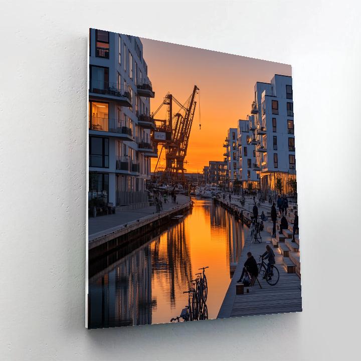 Harbor Cranes Of Aarhus Docklands Aarhus Denmark Paint by numbers kits