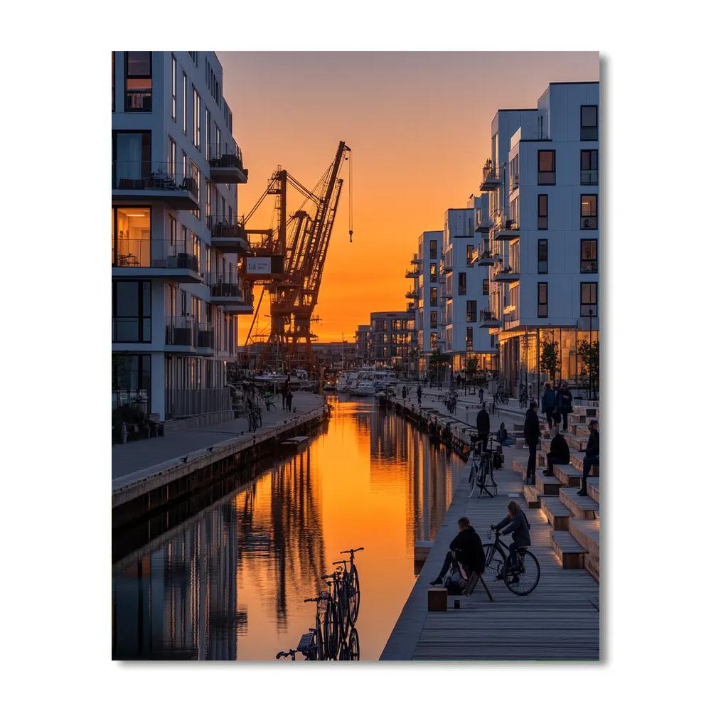 Harbor Cranes Of Aarhus Docklands Aarhus Denmark Paint by numbers kits