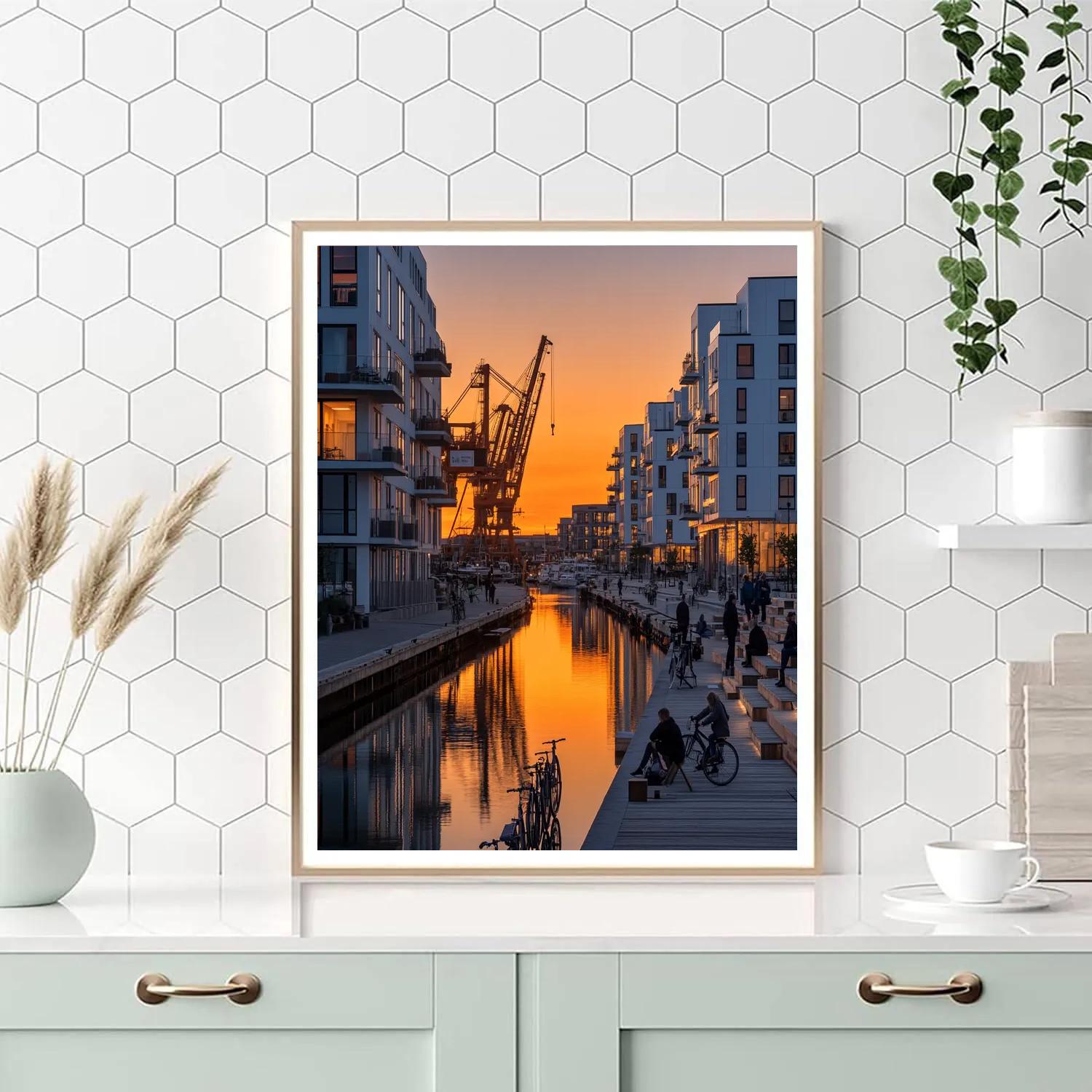 Harbor Cranes Of Aarhus Docklands Aarhus Denmark Paint by numbers kits