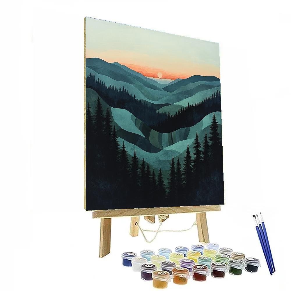 Frederick Varley Inspired Ember Sunset Through Misty Spruce Valleys paint by color