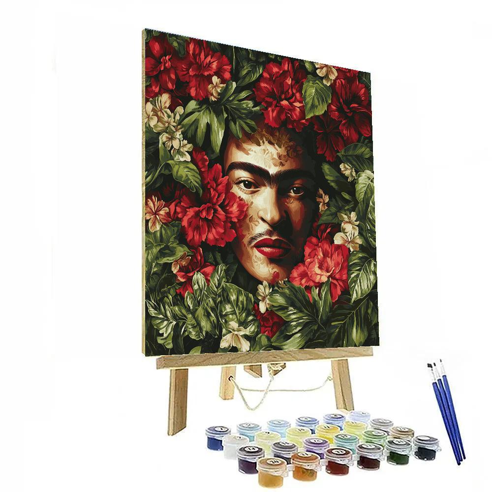 Frida Kahlo Inspired Self Portrait With Flowers Numbered painting kits