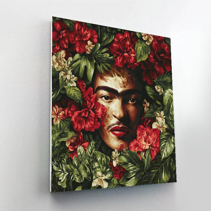 Frida Kahlo Inspired Self Portrait With Flowers Numbered painting kits