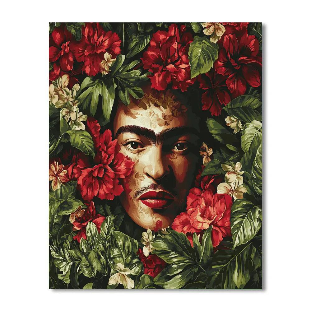 Frida Kahlo Inspired Self Portrait With Flowers Numbered painting kits