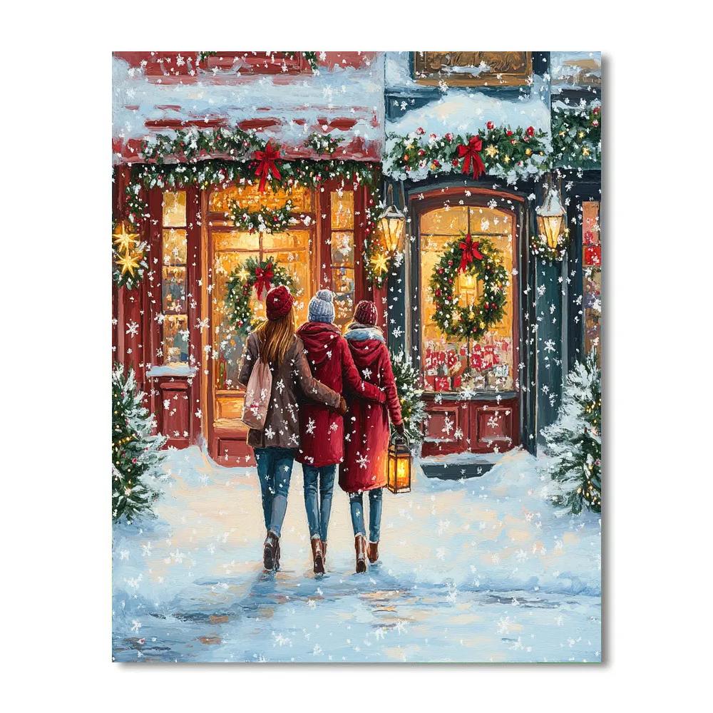 Lantern Snowflake Stroll Paint by numbers art