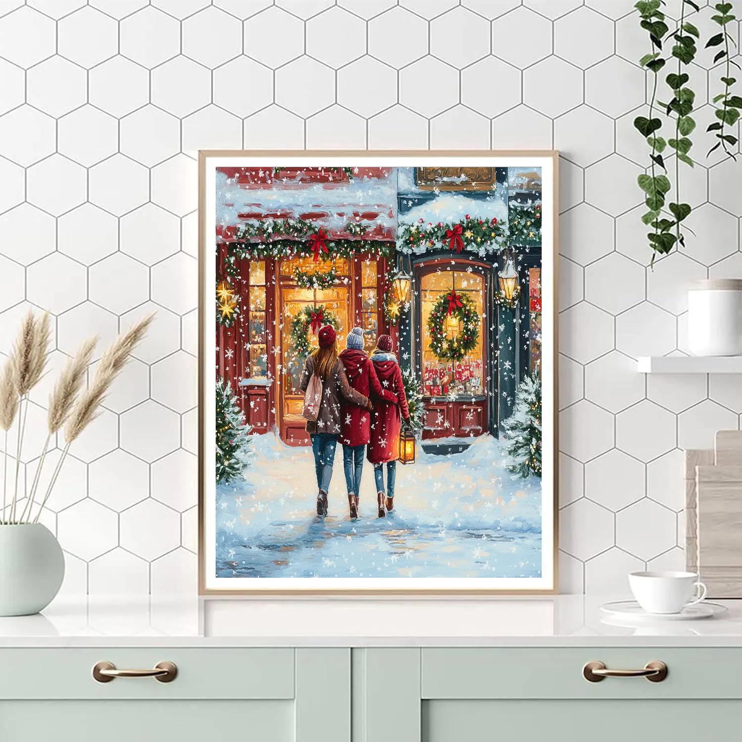 Lantern Snowflake Stroll Paint by numbers art