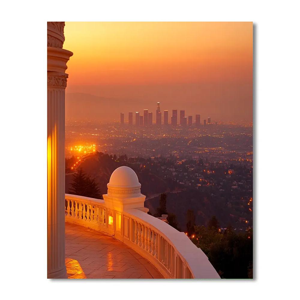 Sunset Over Griffith Observatory Terrace Los Angeles United States painting number kit