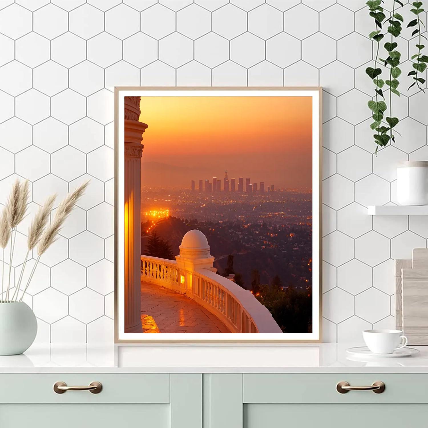 Sunset Over Griffith Observatory Terrace Los Angeles United States painting number kit