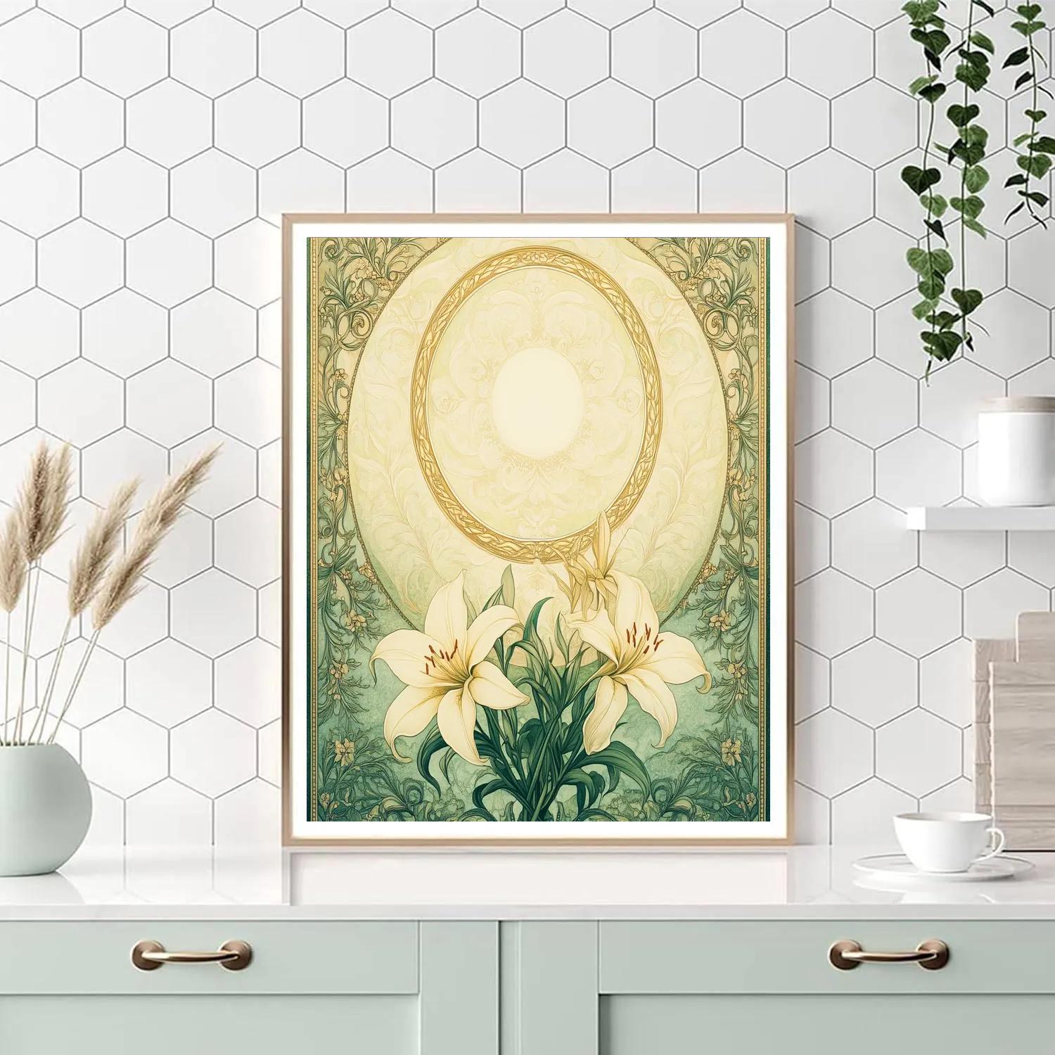 Alphonse Mucha Inspired Aurora Botanica Symphony painting number kit
