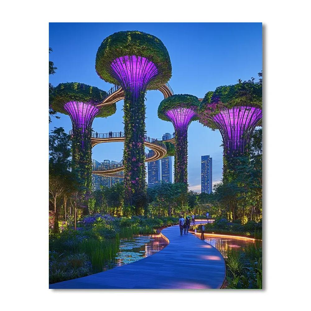 Urban Jungle Of Gardens By The Bay Singapore Paint by numbers kits