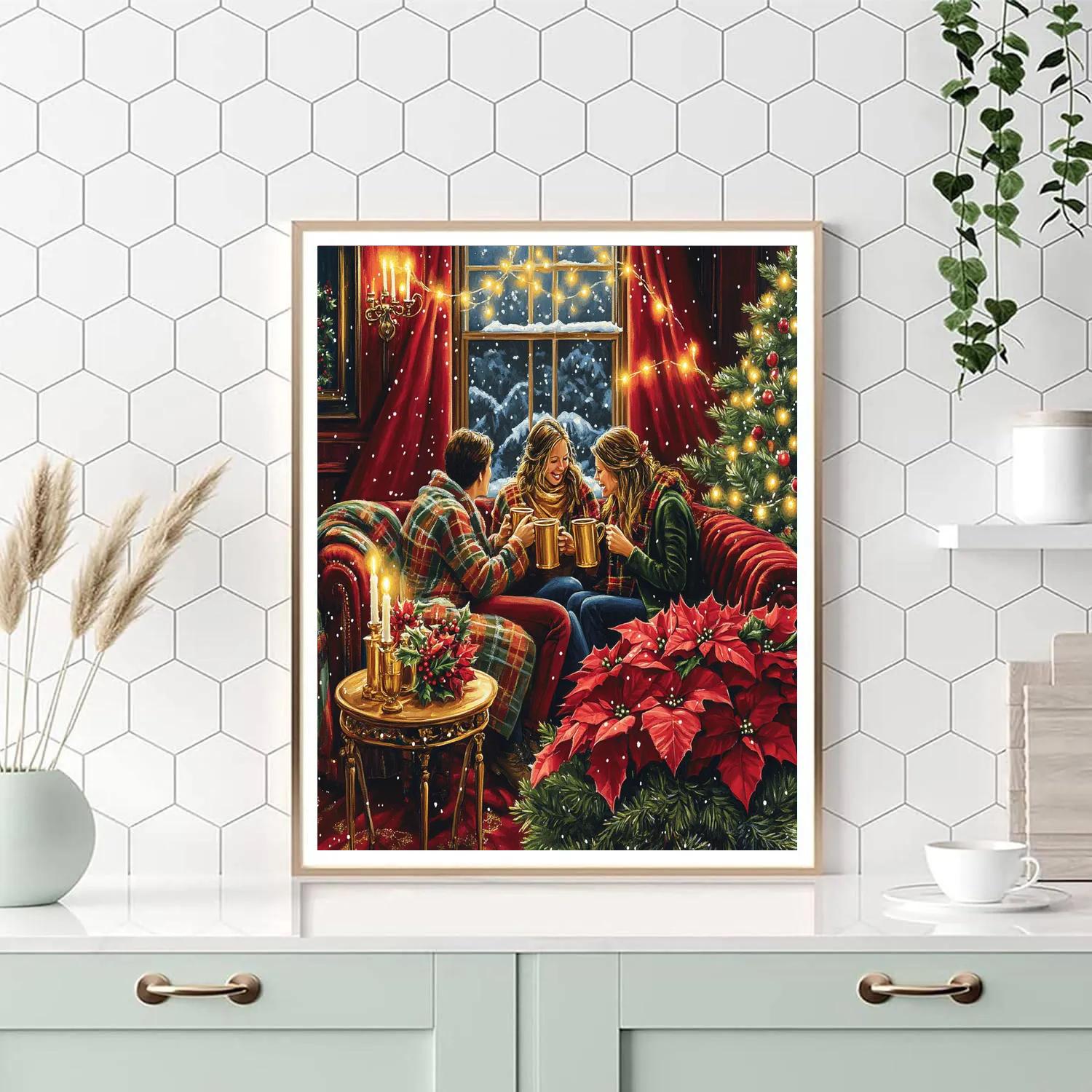 Poinsettia Parlor Toast Painting by numbers kit