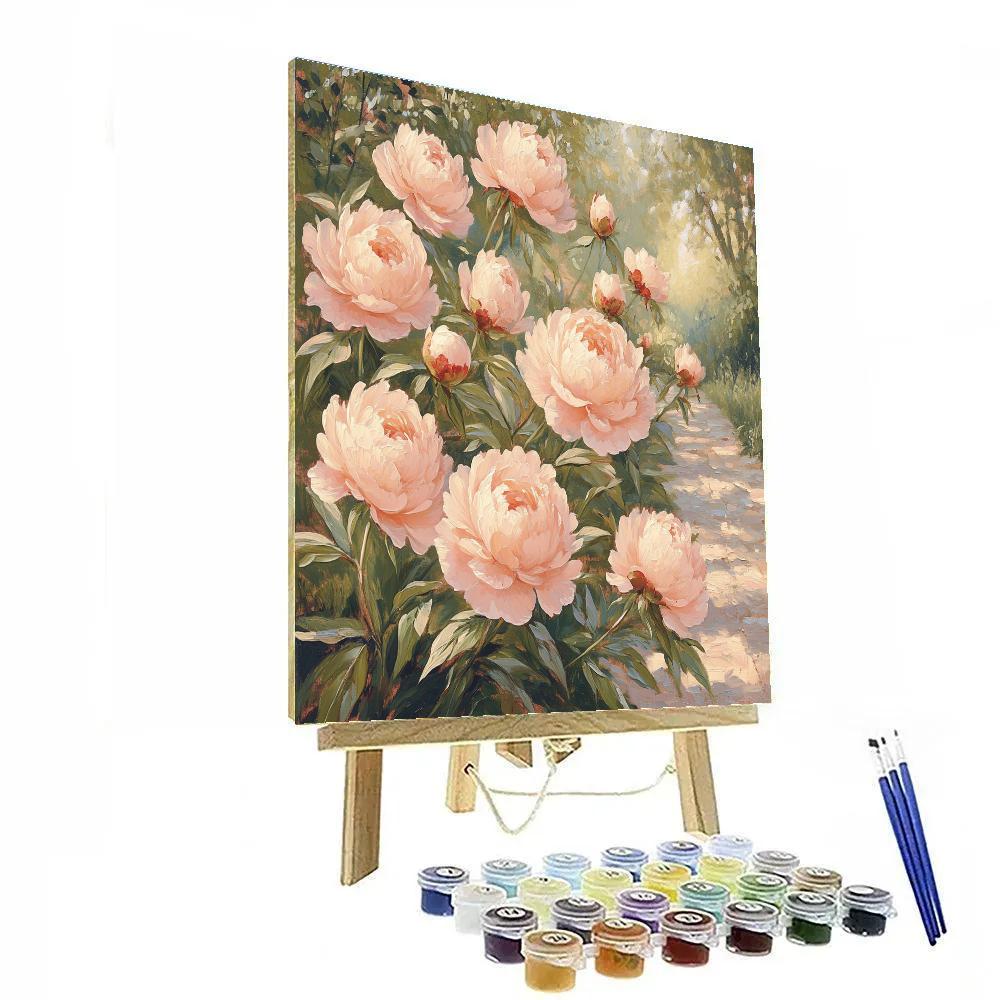Claude Monet Inspired Peony Border In Afternoon Light paint by numbers