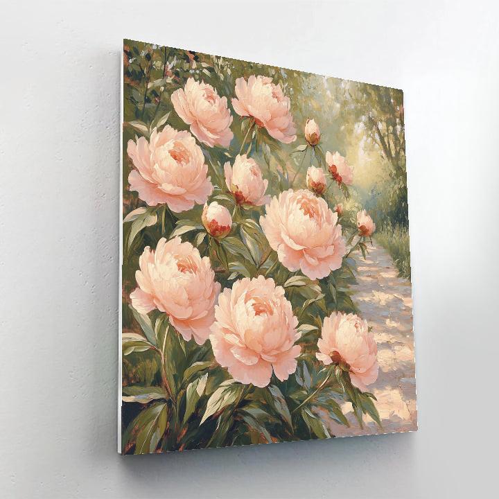 Claude Monet Inspired Peony Border In Afternoon Light paint by numbers