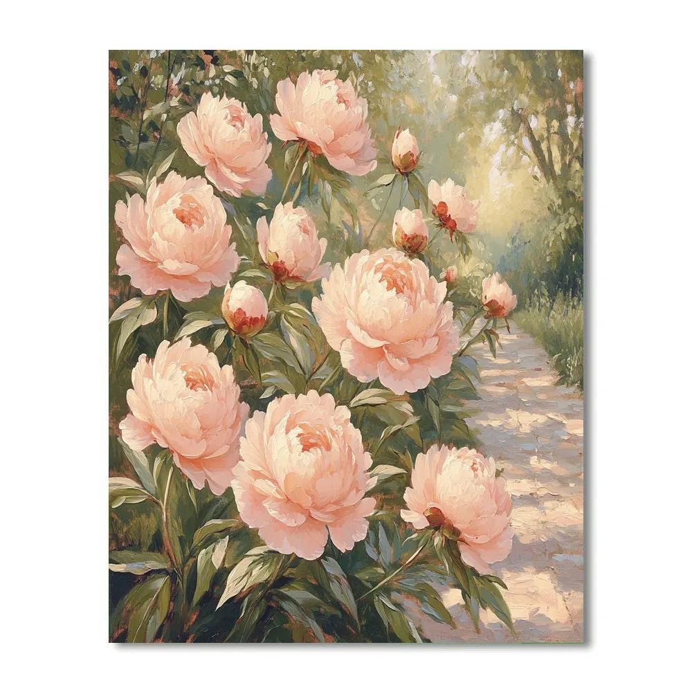 Claude Monet Inspired Peony Border In Afternoon Light paint by numbers