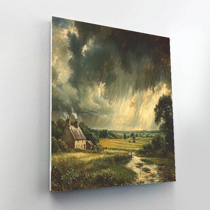 John Constable Inspired Countryside Storm paint by color