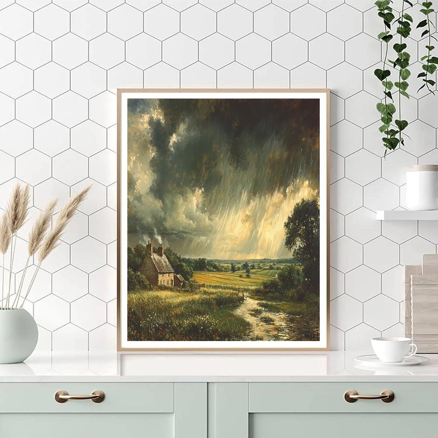 John Constable Inspired Countryside Storm paint by color