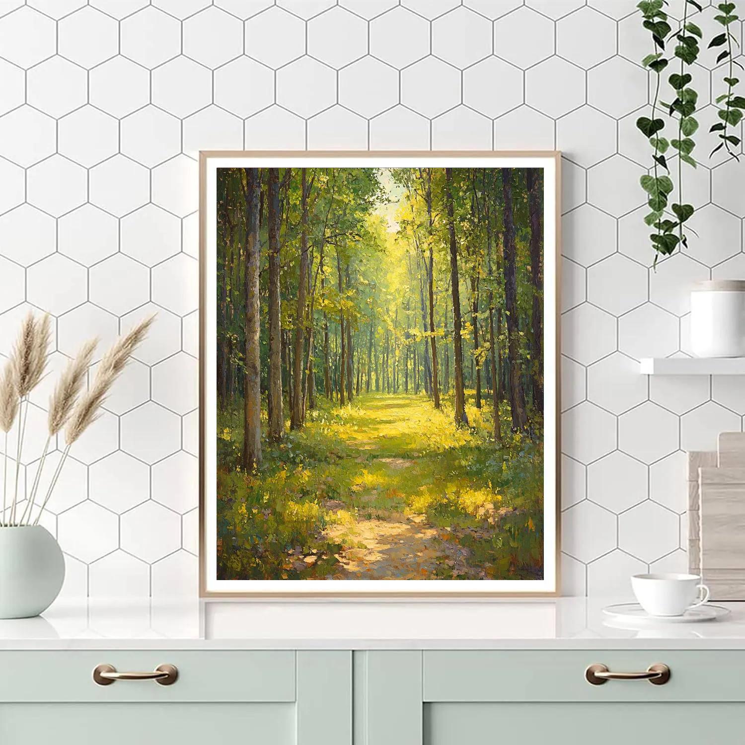 Claude Monet Inspired Sun Pierced Woodland Clearing Painting by numbers kit