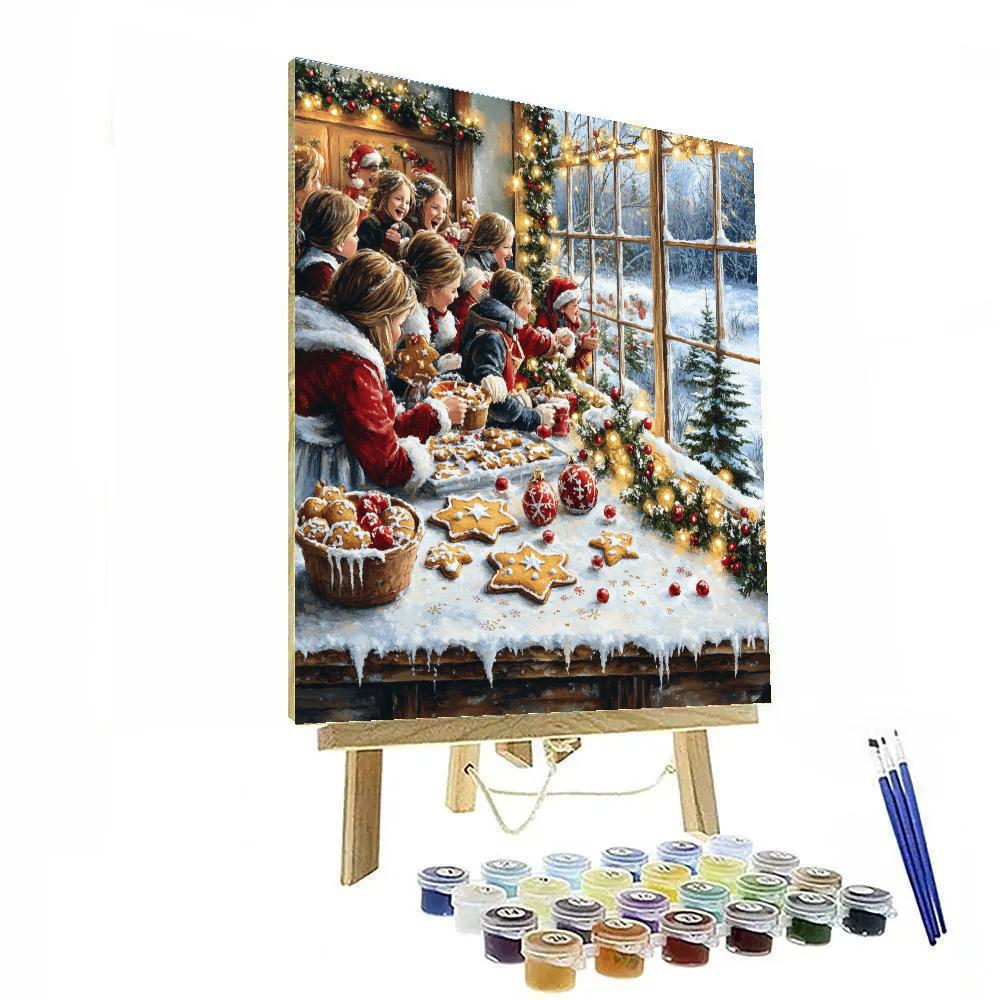 Gingerbread Choir Bench painting number kit