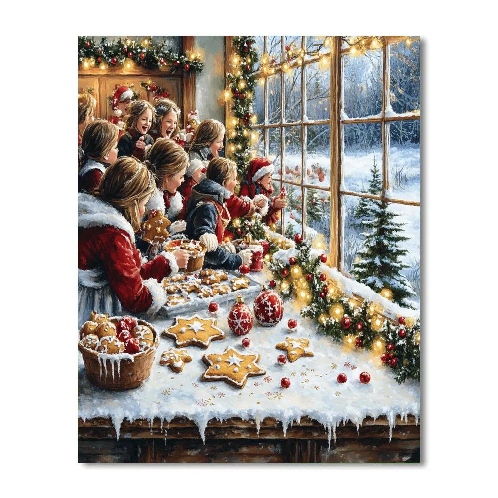Gingerbread Choir Bench painting number kit