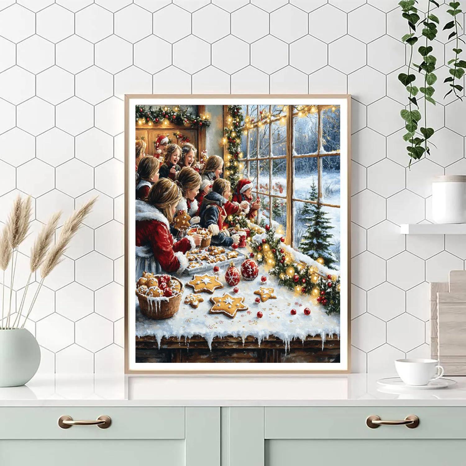 Gingerbread Choir Bench painting number kit