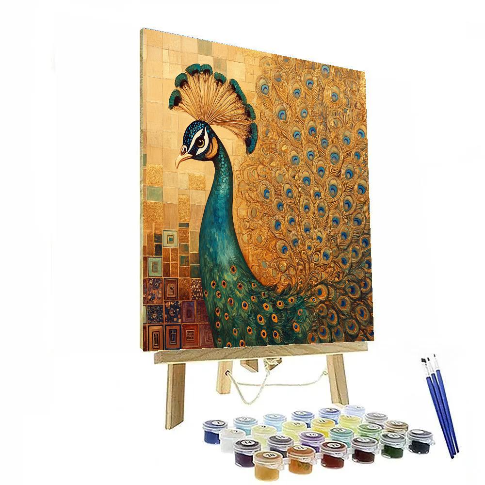 Gustav Klimt Inspired Golden Peacock painting number kit