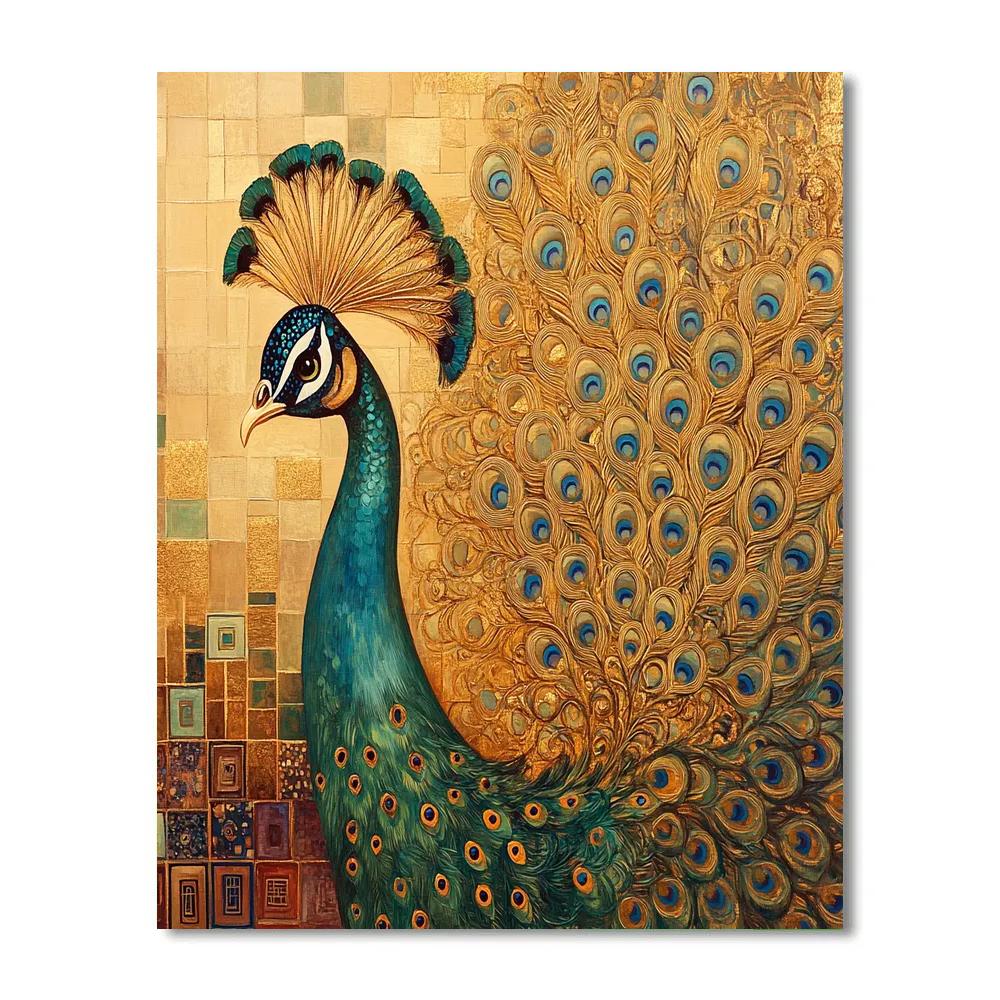 Gustav Klimt Inspired Golden Peacock painting number kit