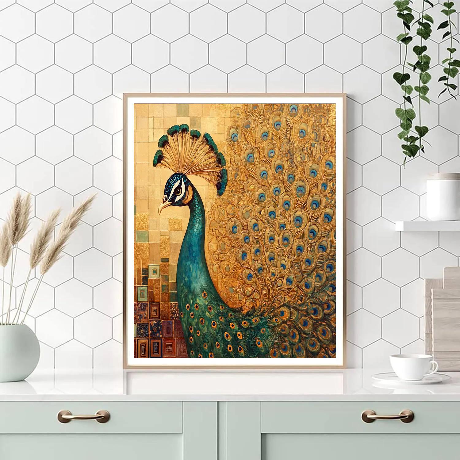 Gustav Klimt Inspired Golden Peacock painting number kit