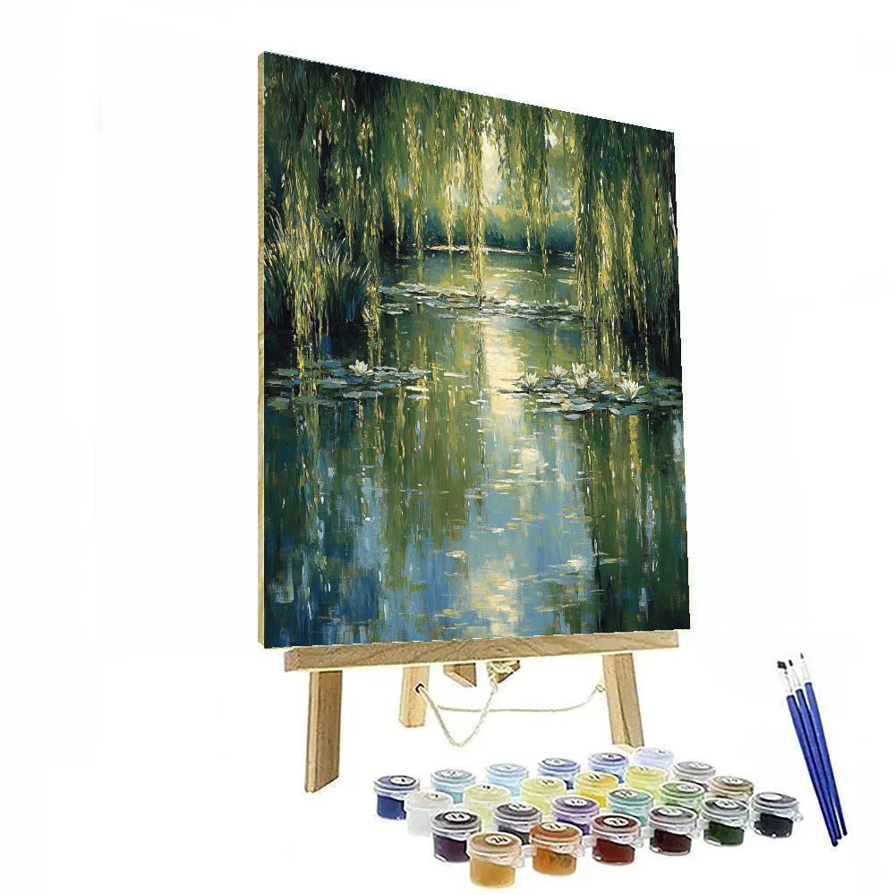 Claude Monet Inspired Rippling Canal With Willow Shade Paint by numbers kits