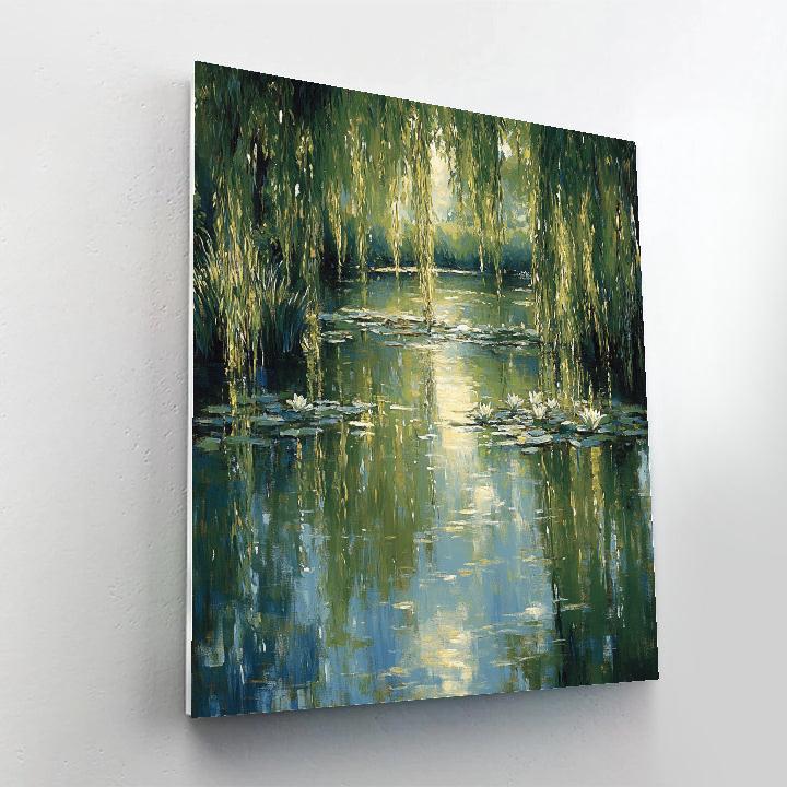 Claude Monet Inspired Rippling Canal With Willow Shade Paint by numbers kits