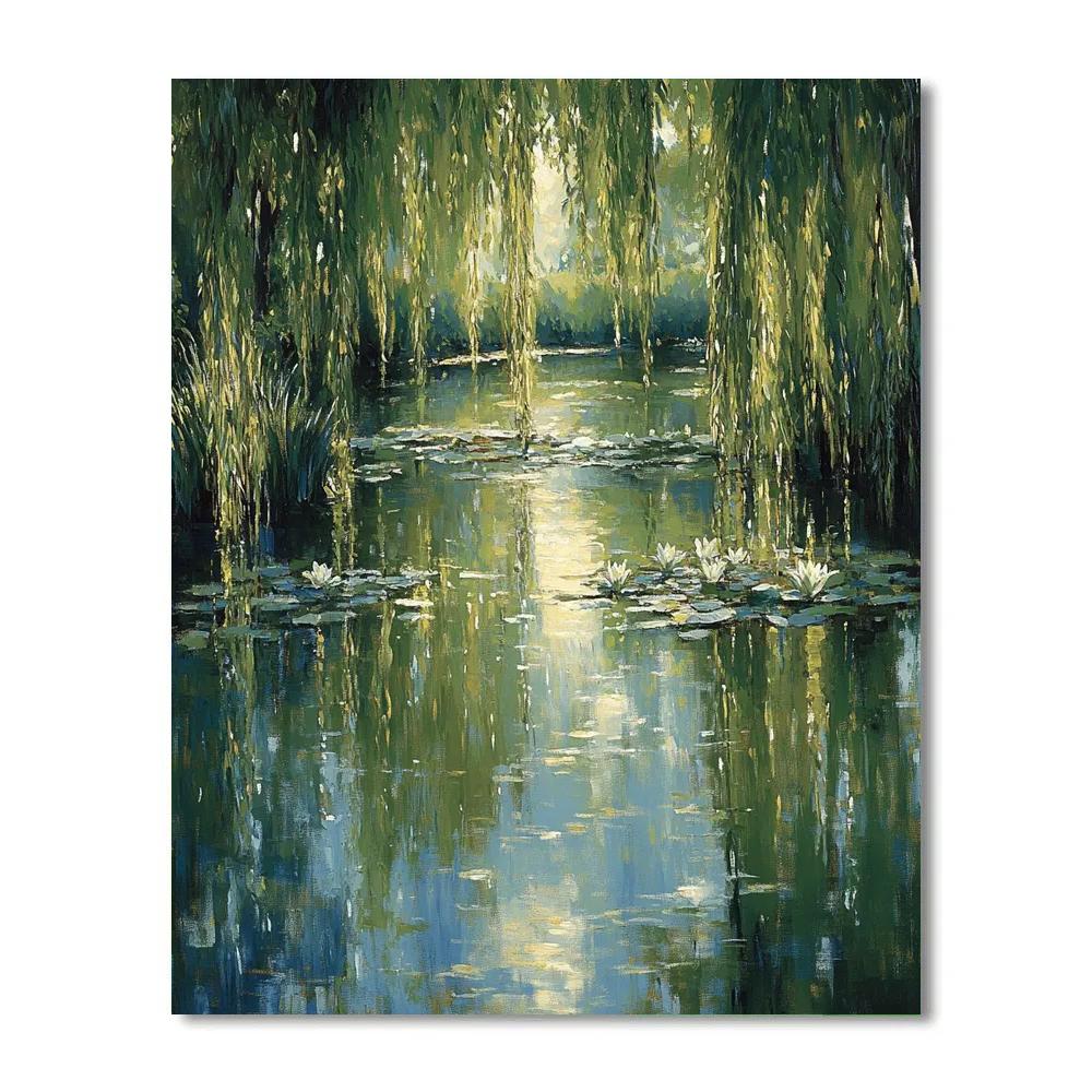 Claude Monet Inspired Rippling Canal With Willow Shade Paint by numbers kits