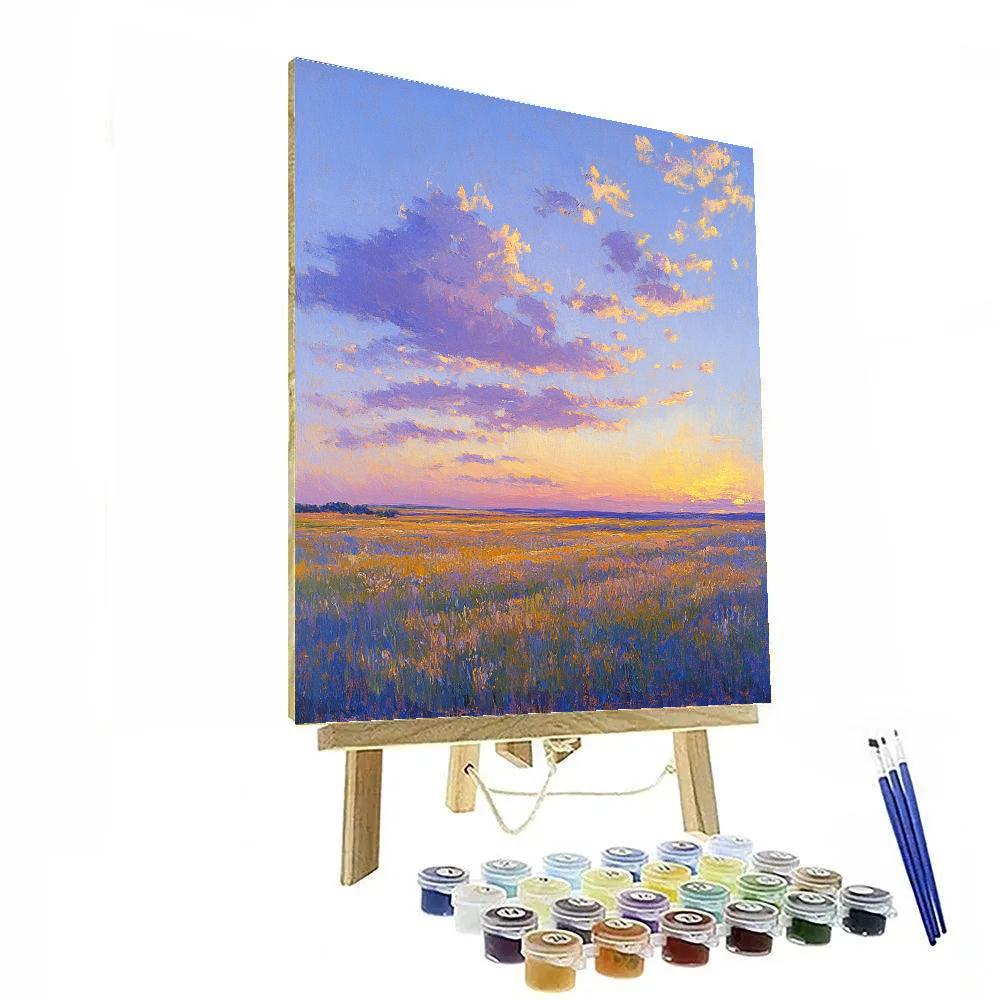 Claude Monet Inspired Twilight Fields Under Cloud Bands paint by number