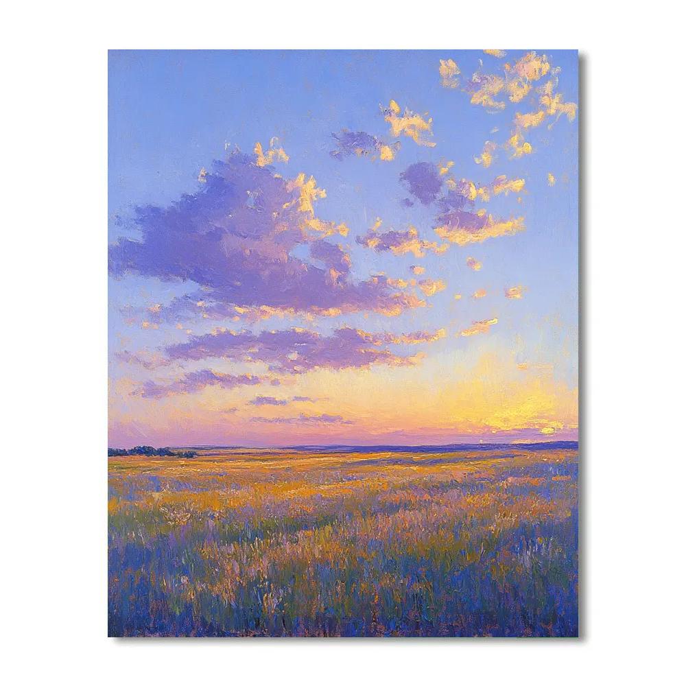 Claude Monet Inspired Twilight Fields Under Cloud Bands paint by number