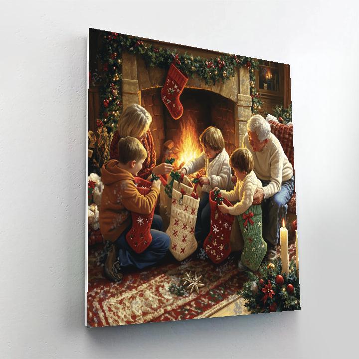 Hearthside Stocking Sort Paint by numbers art