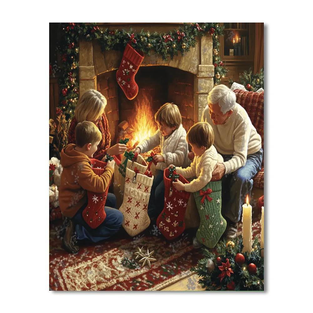 Hearthside Stocking Sort Paint by numbers art