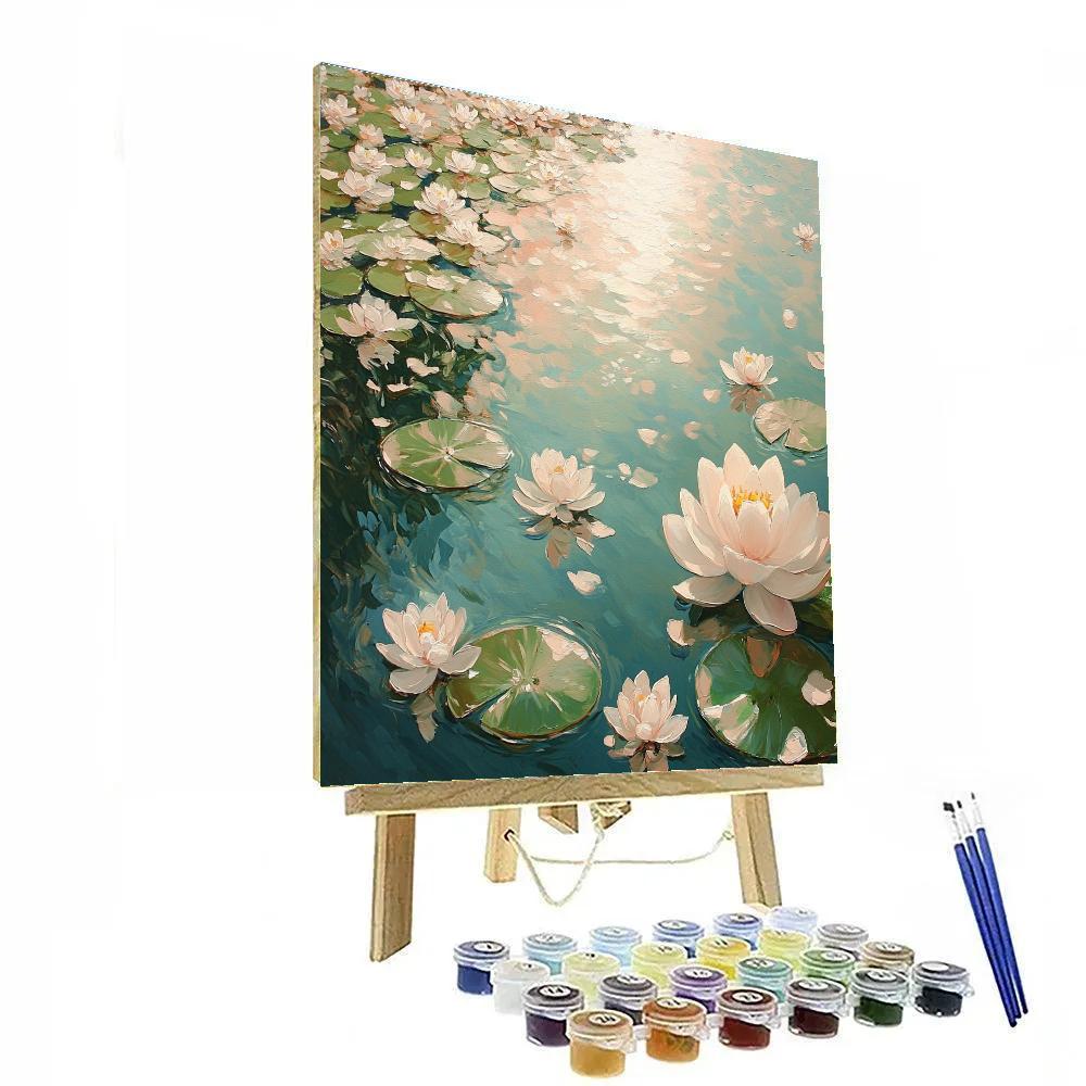 Claude Monet Inspired Pond Surface With Floating Petals Painting by numbers kit