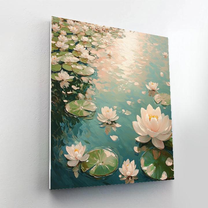 Claude Monet Inspired Pond Surface With Floating Petals Painting by numbers kit