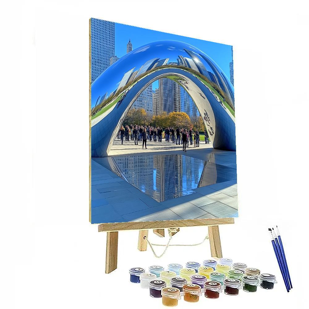 Sky Mirror At Cloud Gate Chicago United States paint by numbers