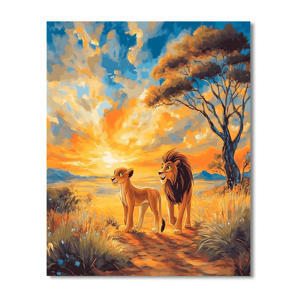 Simba And Nala’s Savannah Stroll Disney Inspired painting number kit