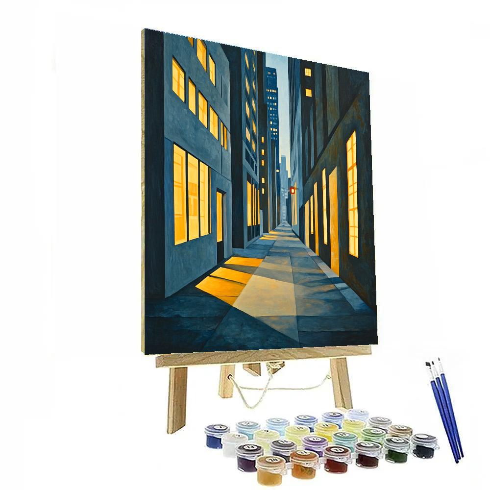 Edward Hopper Inspired Lonely City Streets Number painting