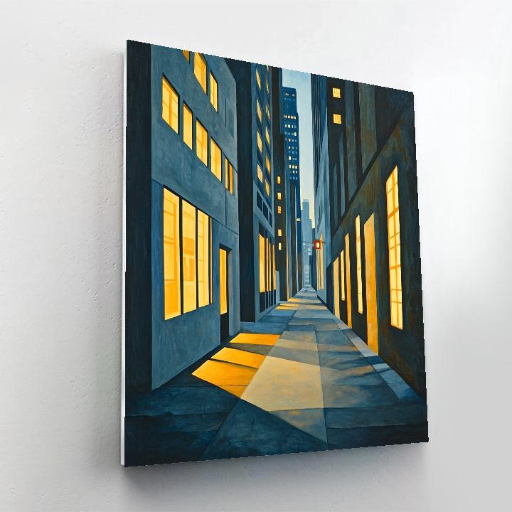 Edward Hopper Inspired Lonely City Streets Number painting