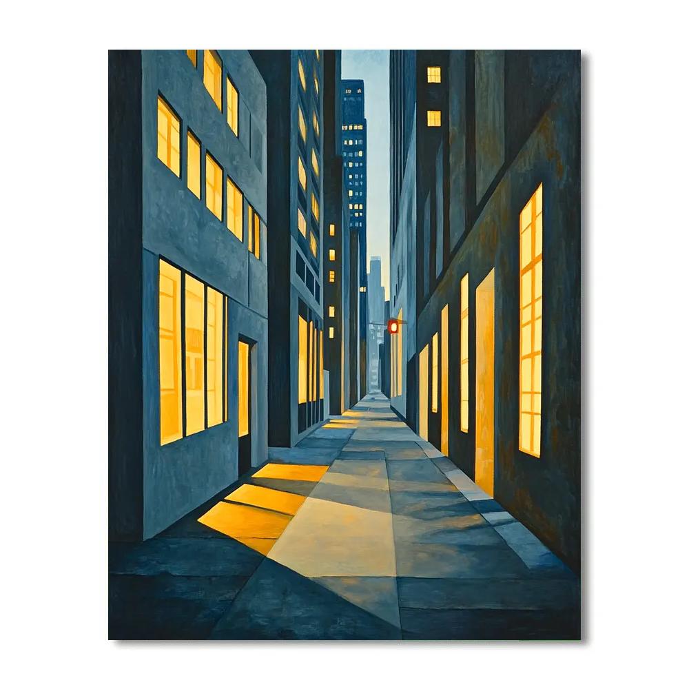 Edward Hopper Inspired Lonely City Streets Number painting