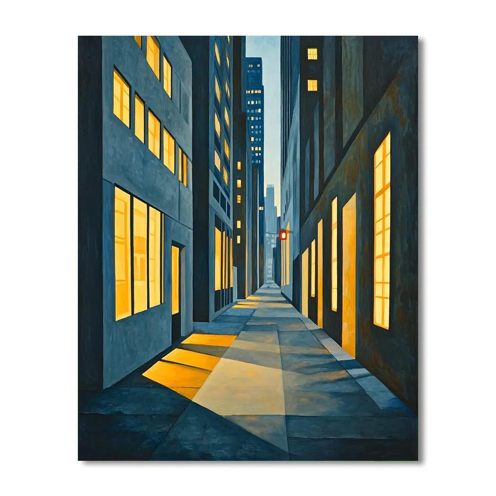 Edward Hopper Inspired Lonely City Streets Number painting