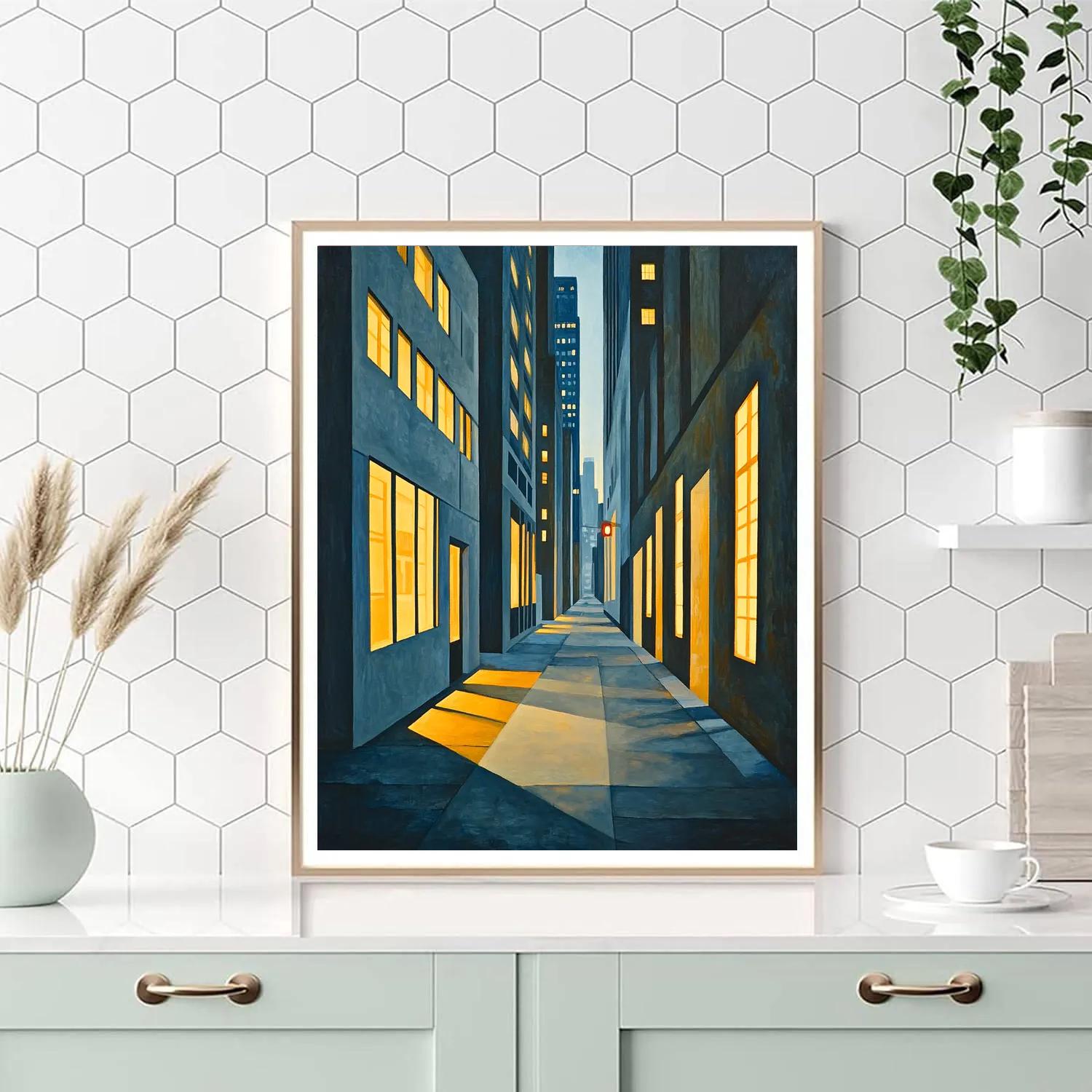 Edward Hopper Inspired Lonely City Streets Number painting